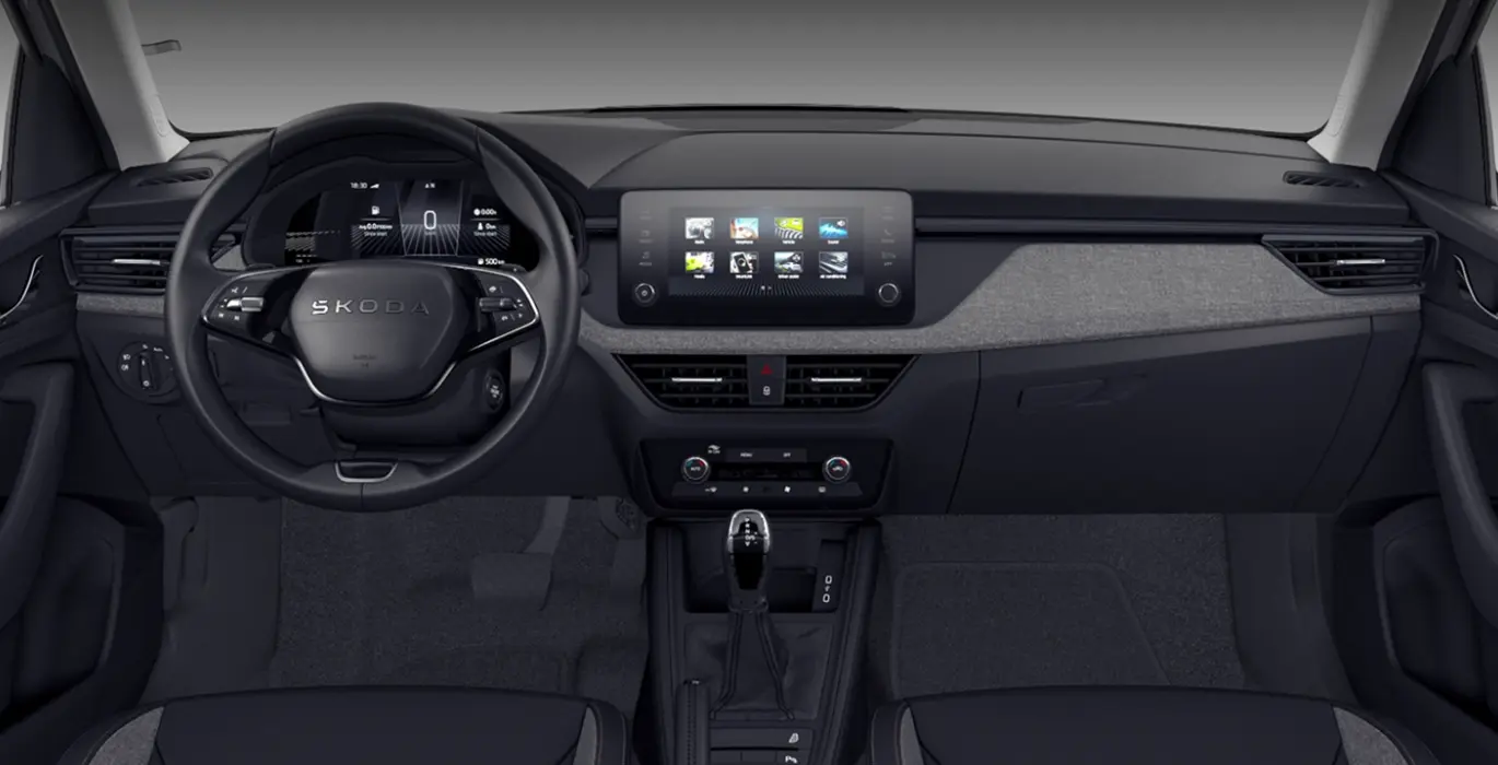Skoda Kamiq 1.5 TSI 110kW (150CV) DSG Selection 5 SKODA Kamiq 1.5 TSI DSG Selection interior delantera | Crazy Renting