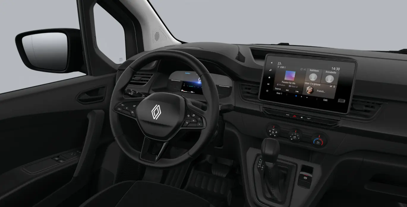 Renault Kangoo Furgón e-Tech L1 Start ev45 - Canarias 4 Renault Kangoo Furgon e Tech L1 Start ev45 interior delantera 1 | Crazy Renting