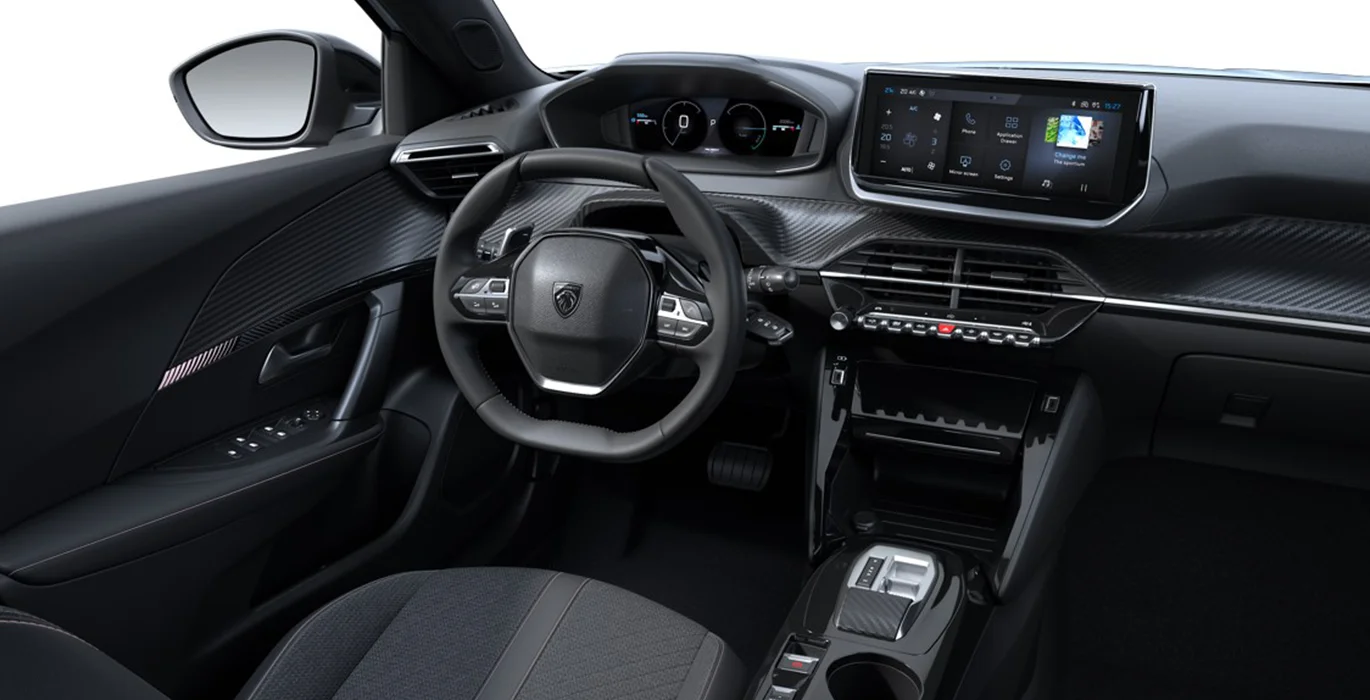PEUGEOT 2008 Allure Hybrid 145 eDCS6 interior delantera | Crazy Renting