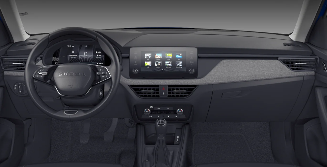 Skoda Kamiq Selection 1.0 TSI 95cv interior delantera | Crazy Renting