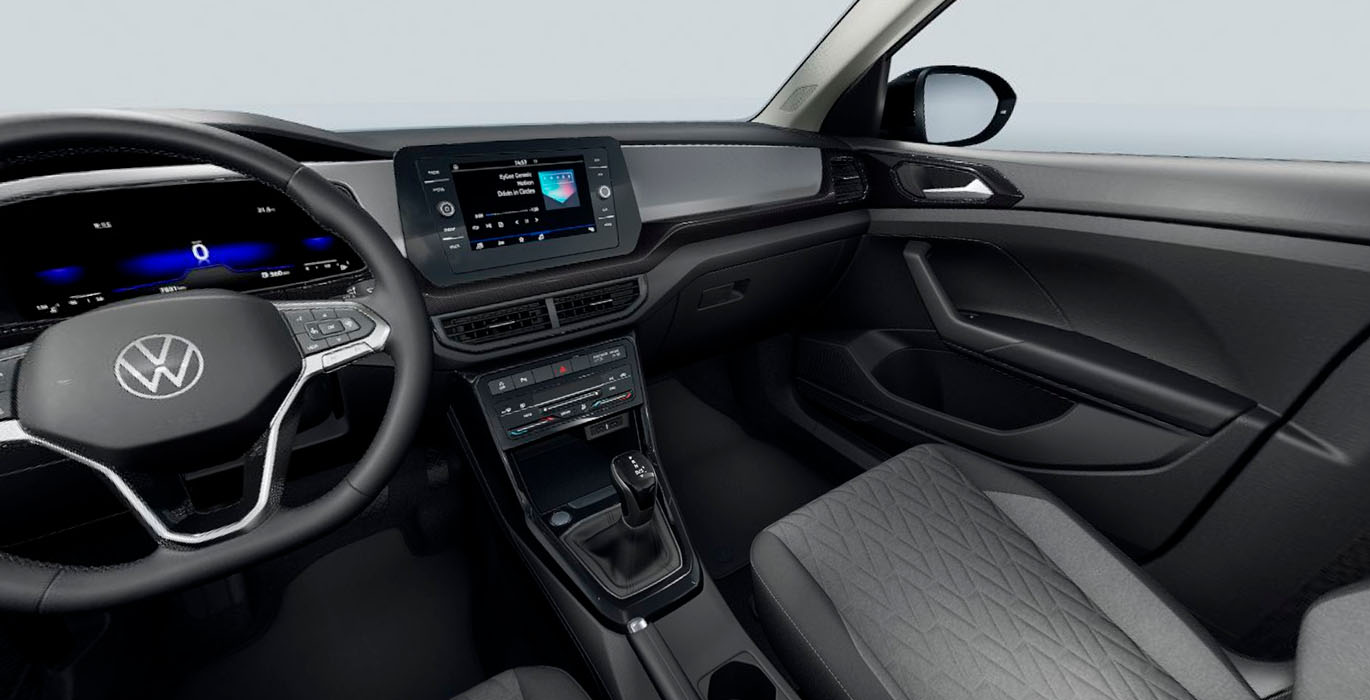 VOLKSWAGEN T-CROSS MÁS 1.0TSI 85KW 115CV 5 VOLKSWAGEN T CROSS MAS 1.0TSI 85KW 115CV interior delantera II | Crazy Renting