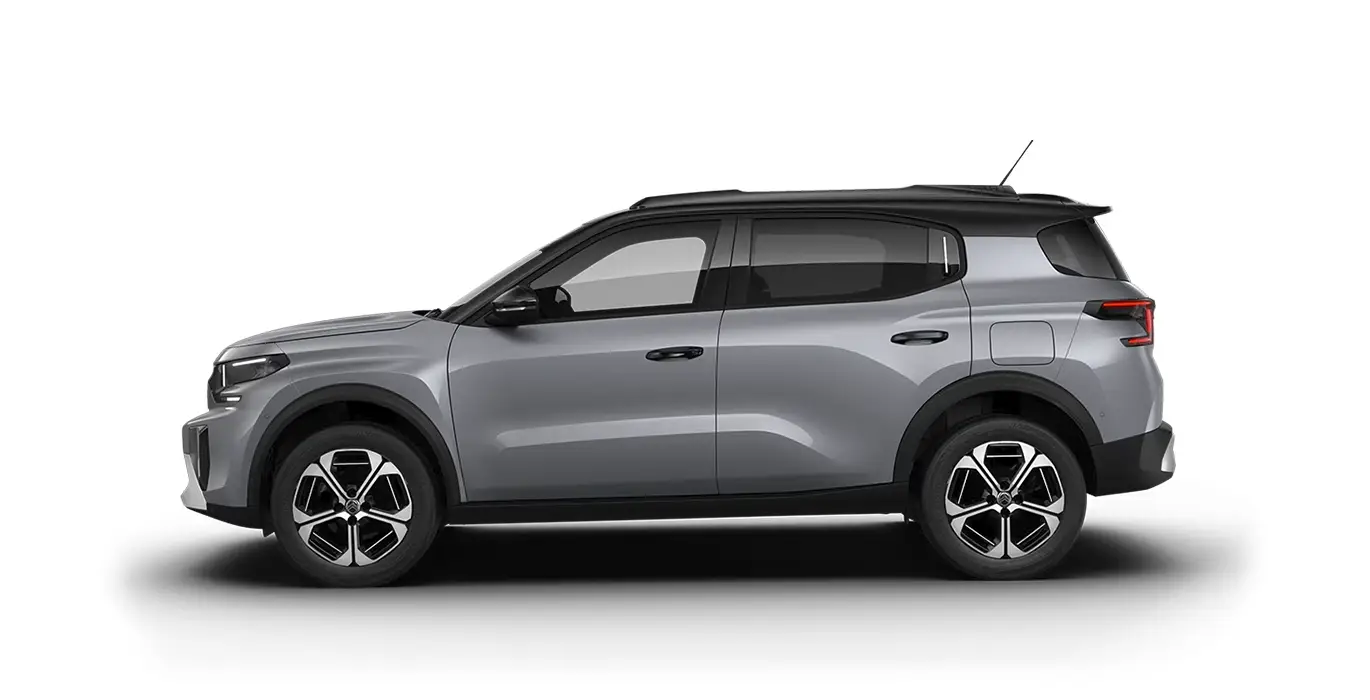Citroen C3 Aircross Hybrid 145 Ë-DCS6 MAX 3 Citroen C3 Aircross Hybrid 145 E DCS6 MAX gris lateral | Crazy Renting