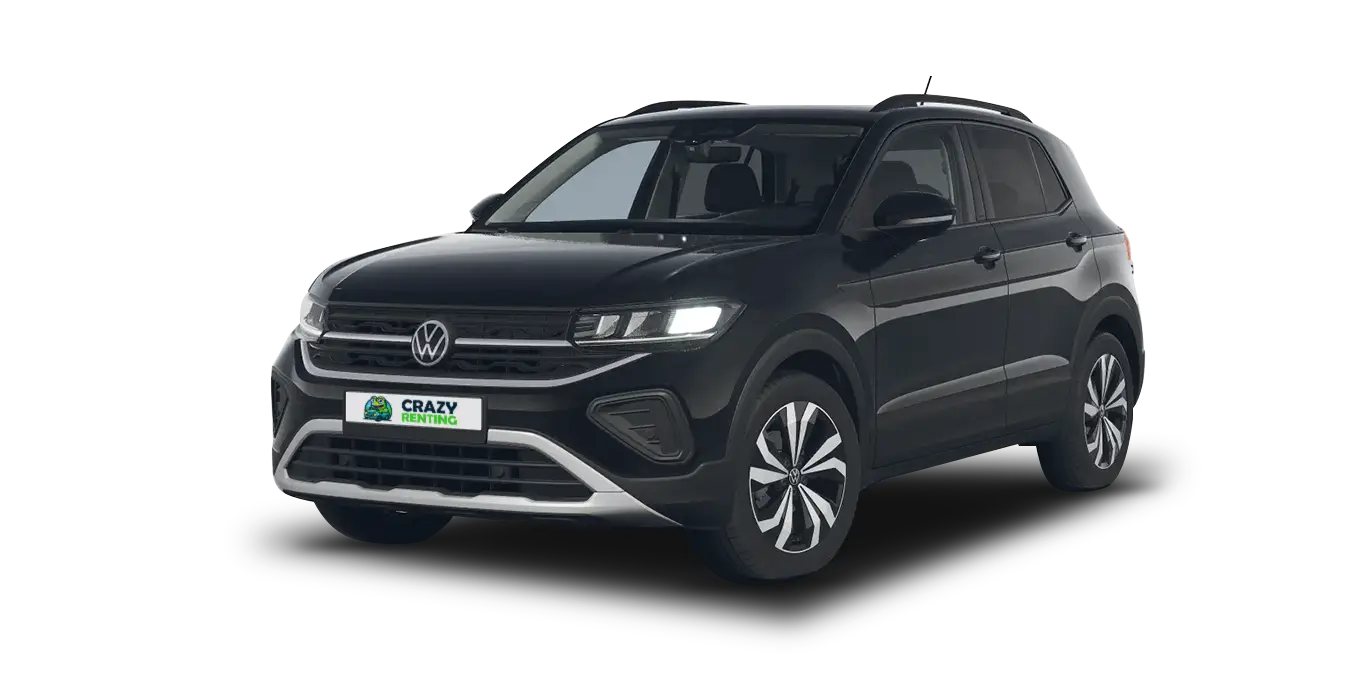 VOLKSWAGEN T-CROSS MÁS 1.0TSI 85KW 115CV 1 VOLKSWAGEN T CROSS MAS 1.0TSI 85KW 115CV negro sin fondo principal crazy | Crazy Renting
