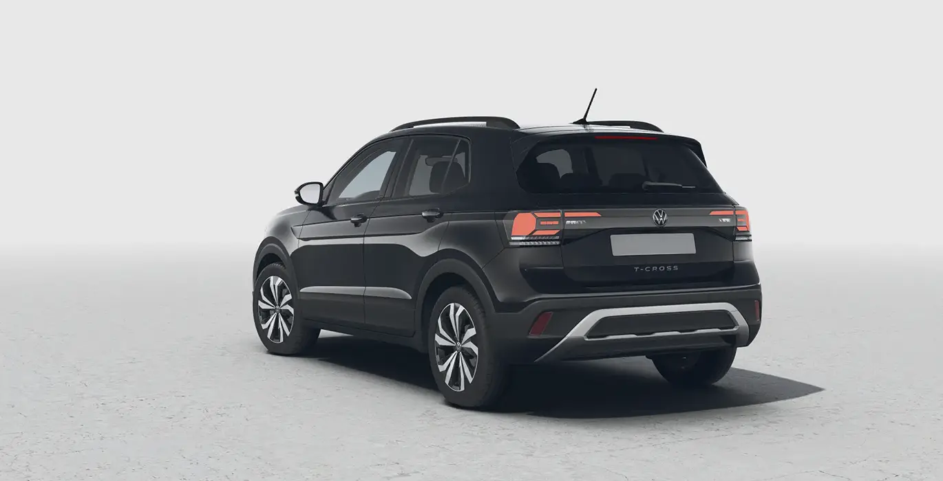 VOLKSWAGEN T-CROSS MÁS 1.0TSI 85KW 115CV 2 VOLKSWAGEN T CROSS MAS 1.0TSI 85KW 115CV negro trasera | Crazy Renting