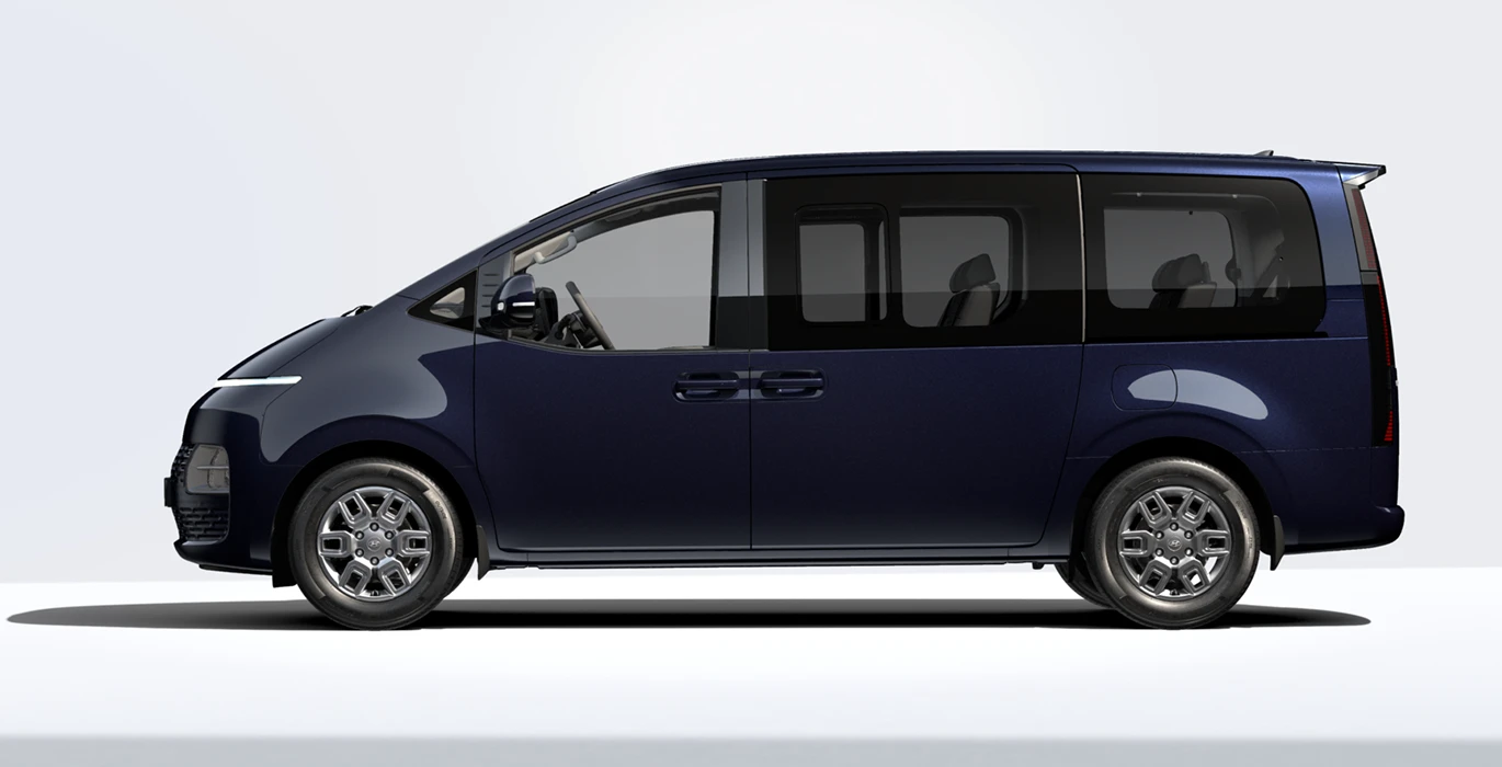 Hyundai Staria HEV 1.6TGDi 225cv Tecno 3 Hyundai Staria HEV 1.6TGDi 225cv Tecno lateral azul | Crazy Renting