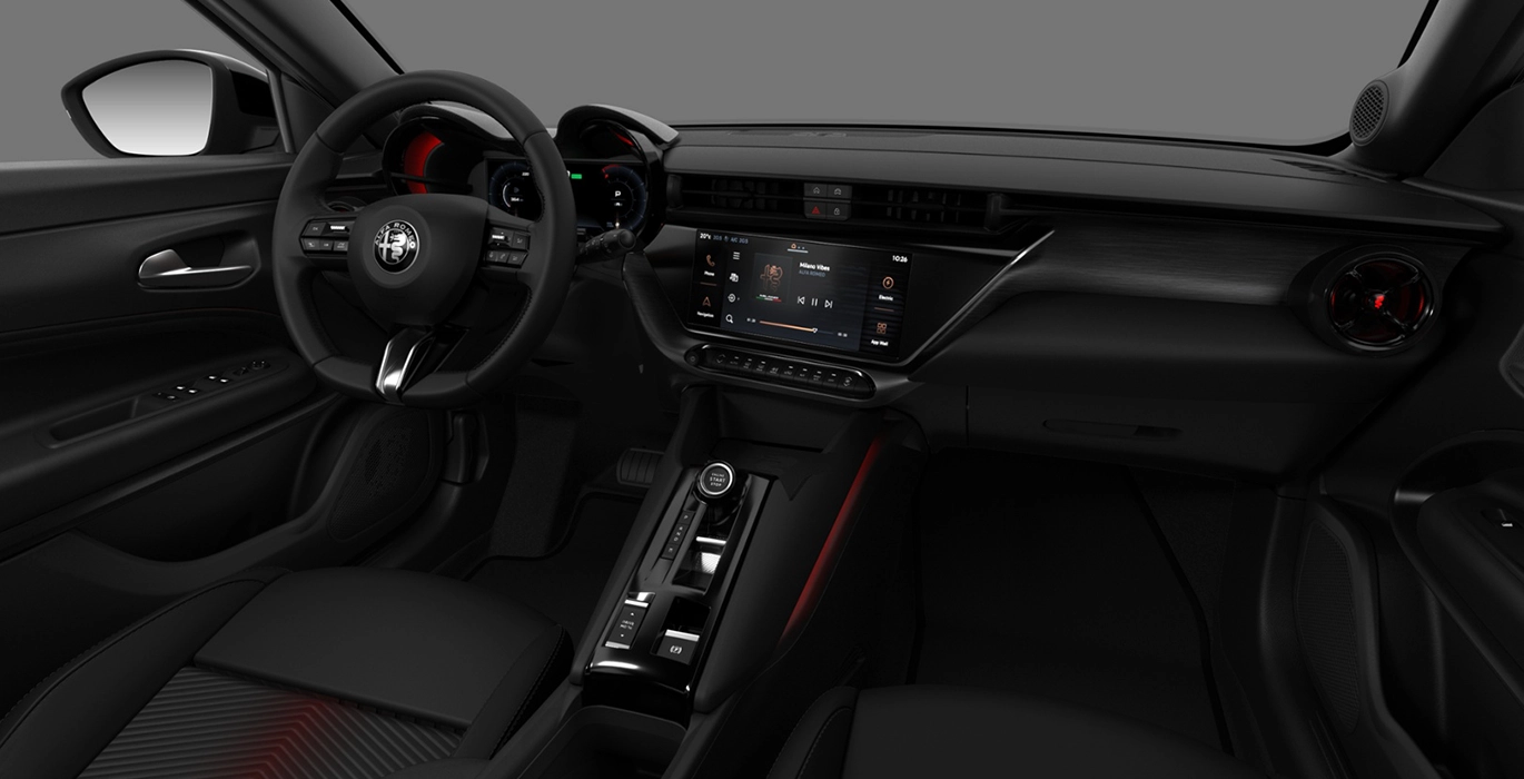 ALFA ROMEO Junior Ibrida interior delantera | Crazy Renting