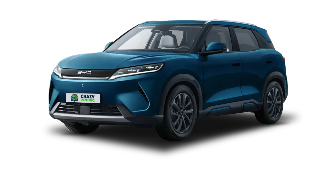 BYD ATTO 2 DM i Active sin fondo principal azul crazy | Crazy Renting