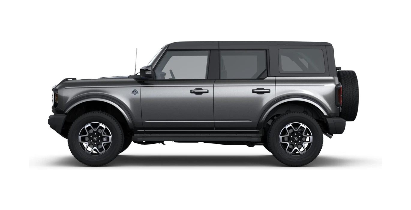 Ford Bronco Outer Banks 2.7 EcoBoost 335cv Automatico 4x4 lateral gris carbonized | Crazy Renting