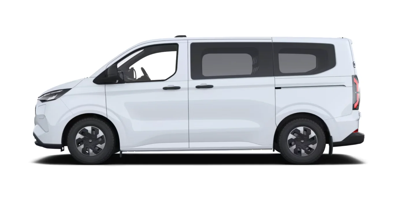 Ford Transit Custom Kombi BEV 83kWh 100kW 340 L1 Trend lateral blanco | Crazy Renting