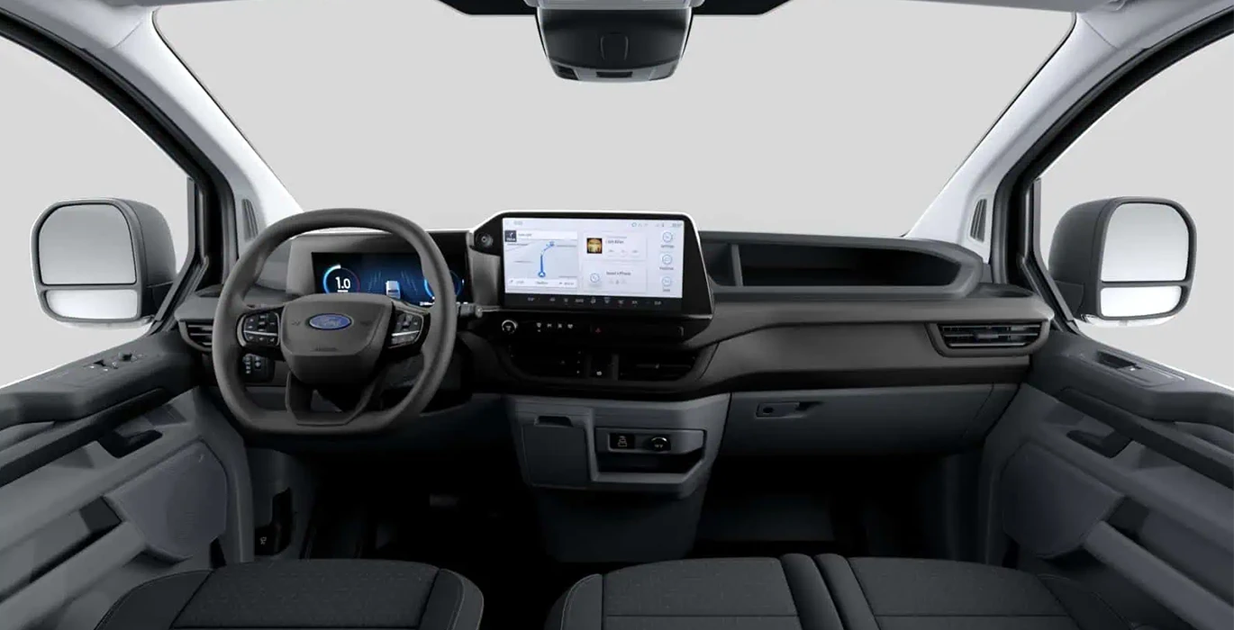 Ford Transit Custom Van 320L1 BEV Trend 136cv AT interior delantera | Crazy Renting