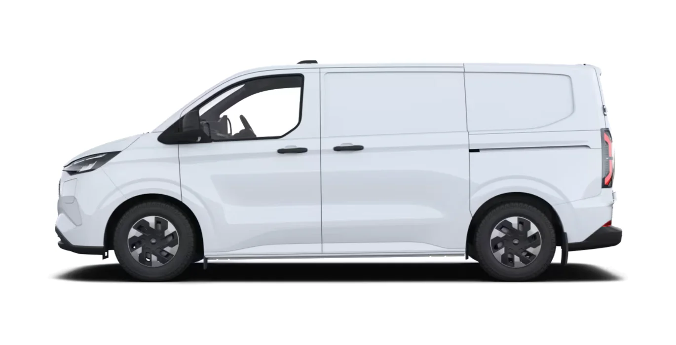 Ford Transit Custom Van BEV 83kWh 100kW 320 L1 Trend lateral blanco | Crazy Renting