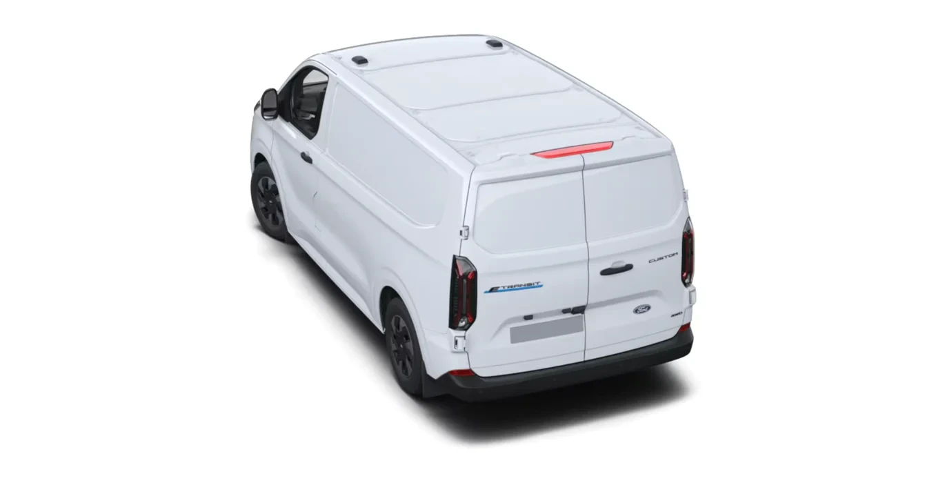 Ford Transit Custom Van BEV 83kWh 100kW 320 L1 Trend trasera blanco | Crazy Renting