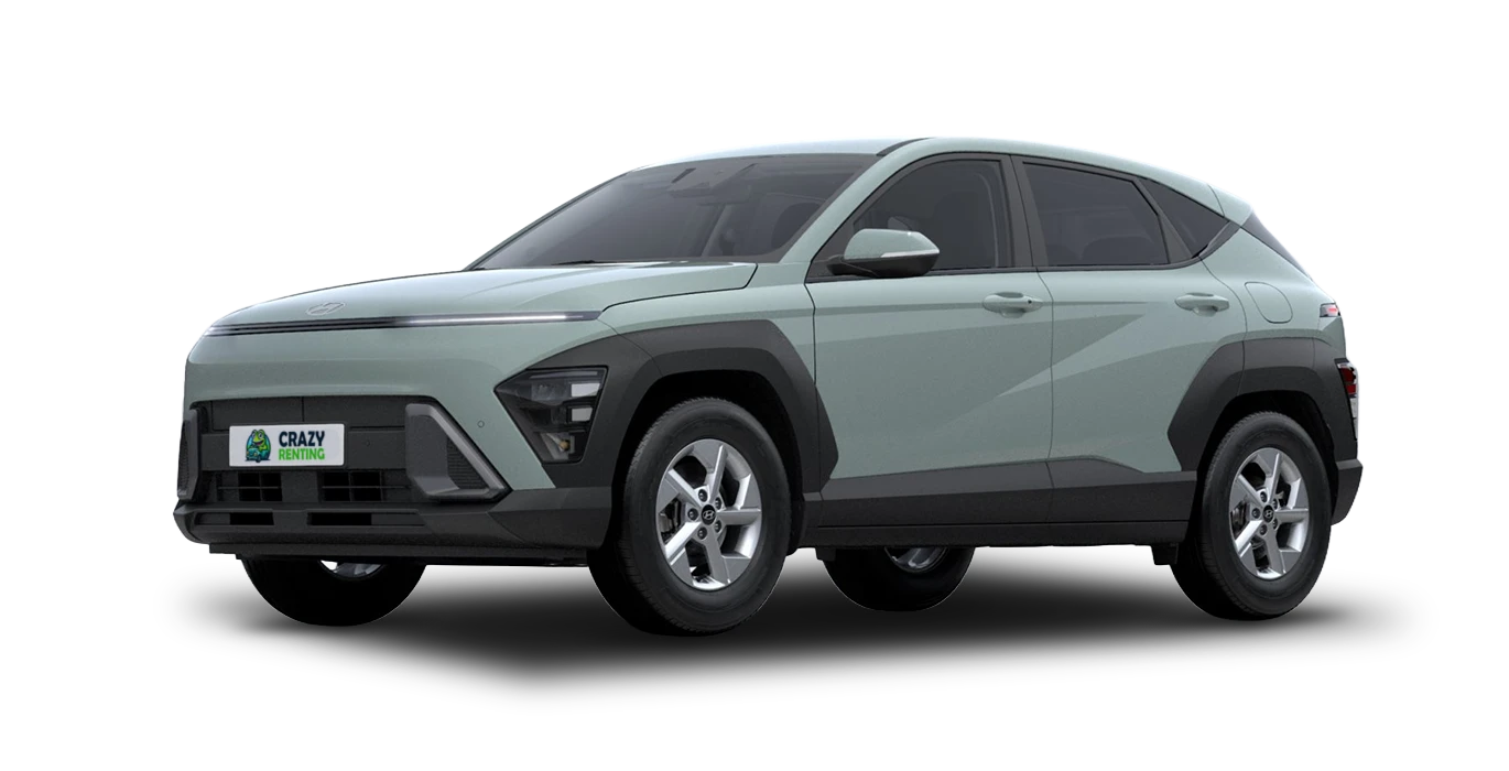 Hyundai Kona HEV 1.6 GDI Maxx DT 138CV sin fondo principal verde crazy | Crazy Renting