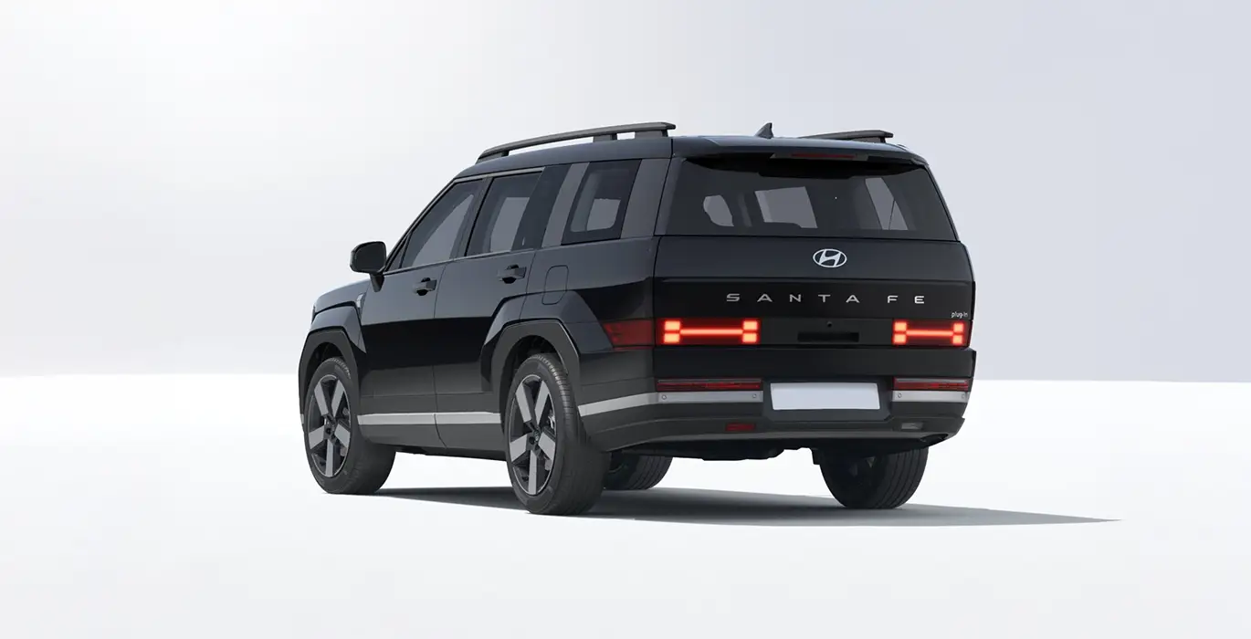 Hyundai Santa Fe 1.6 T GDI Maxx PHEV 252CV 4x4 6AT negro trasera | Crazy Renting