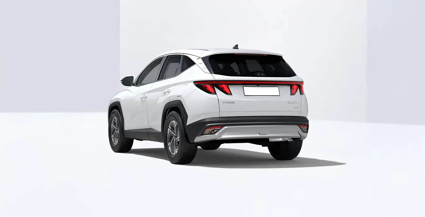 Hyundai Tucson 1.6T 239CV HEV AT Klass blanco trasera | Crazy Renting