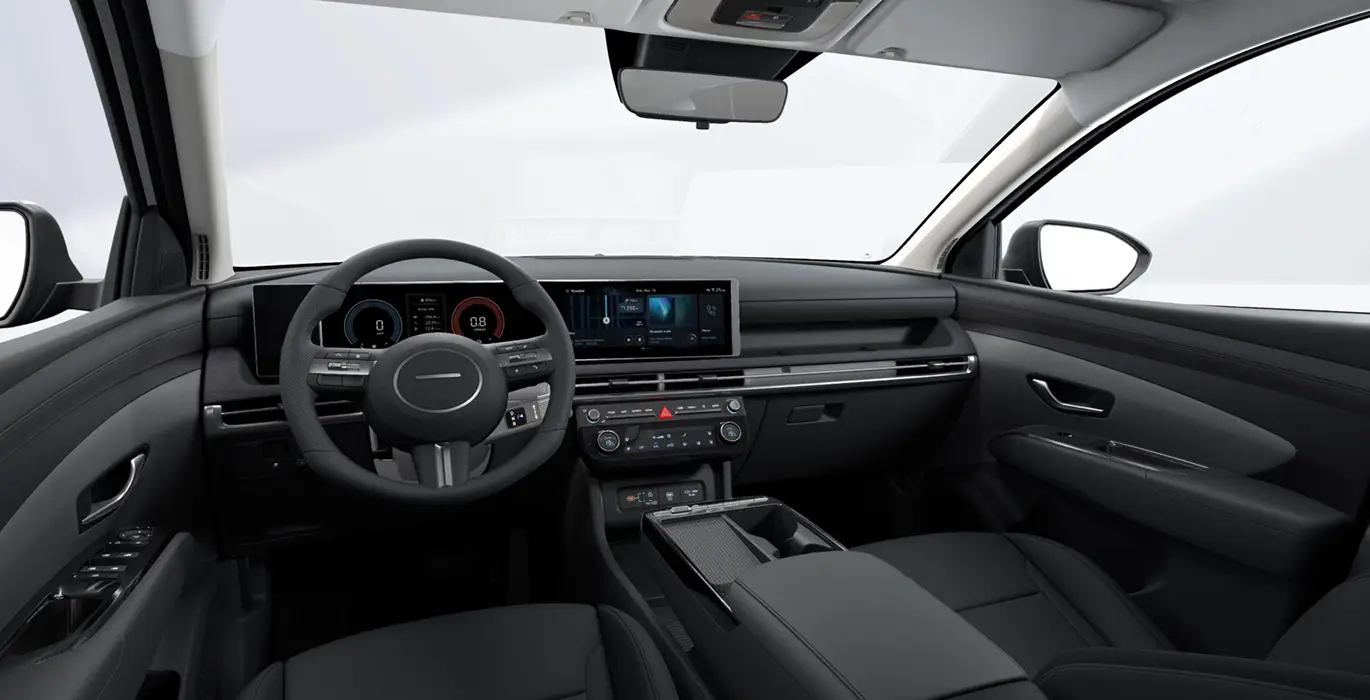Hyundai Tucson 1.6T 239CV HEV AT Klass interior negro delantera | Crazy Renting