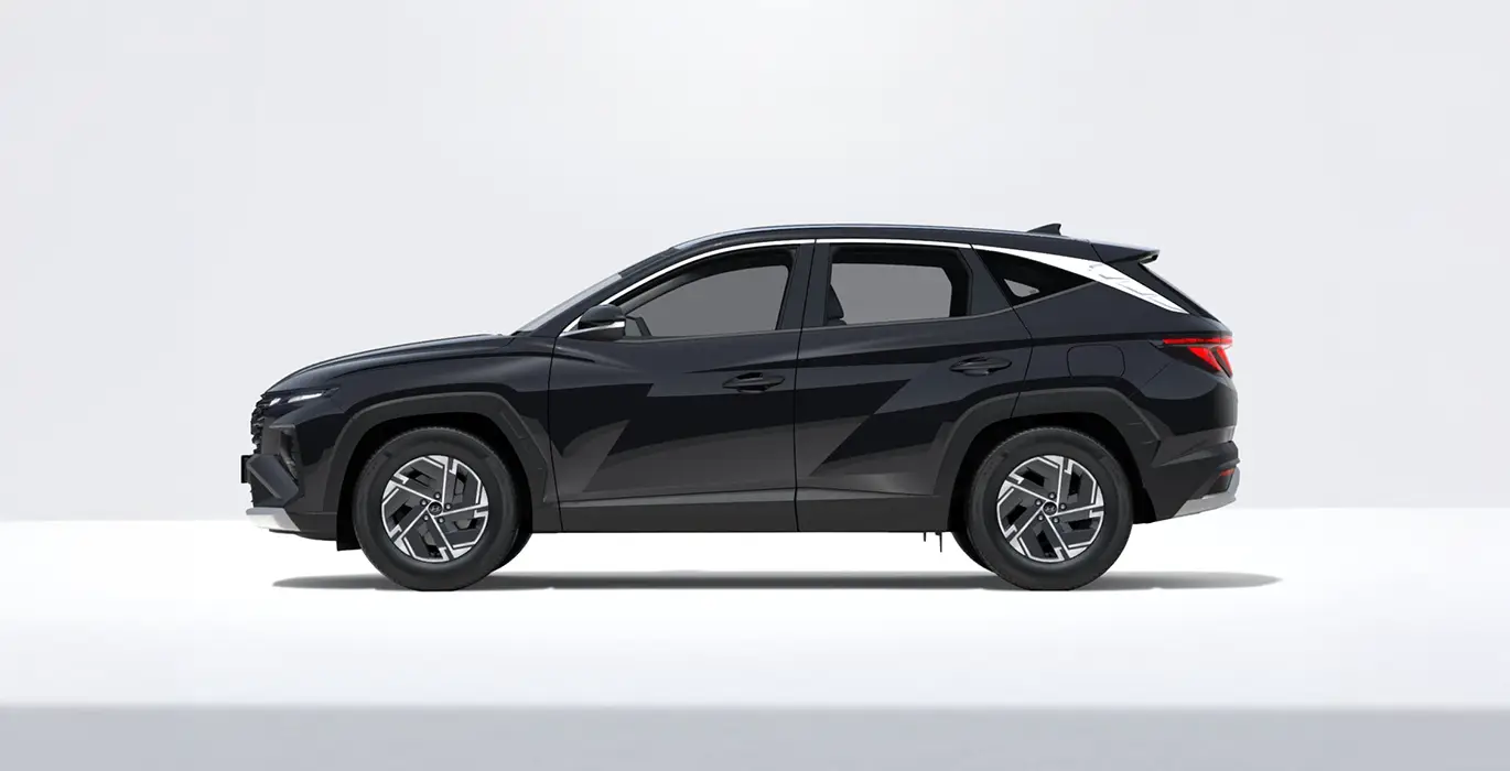 Hyundai Tucson FL 1.6T 239CV HEV AT Klass negro lateral | Crazy Renting