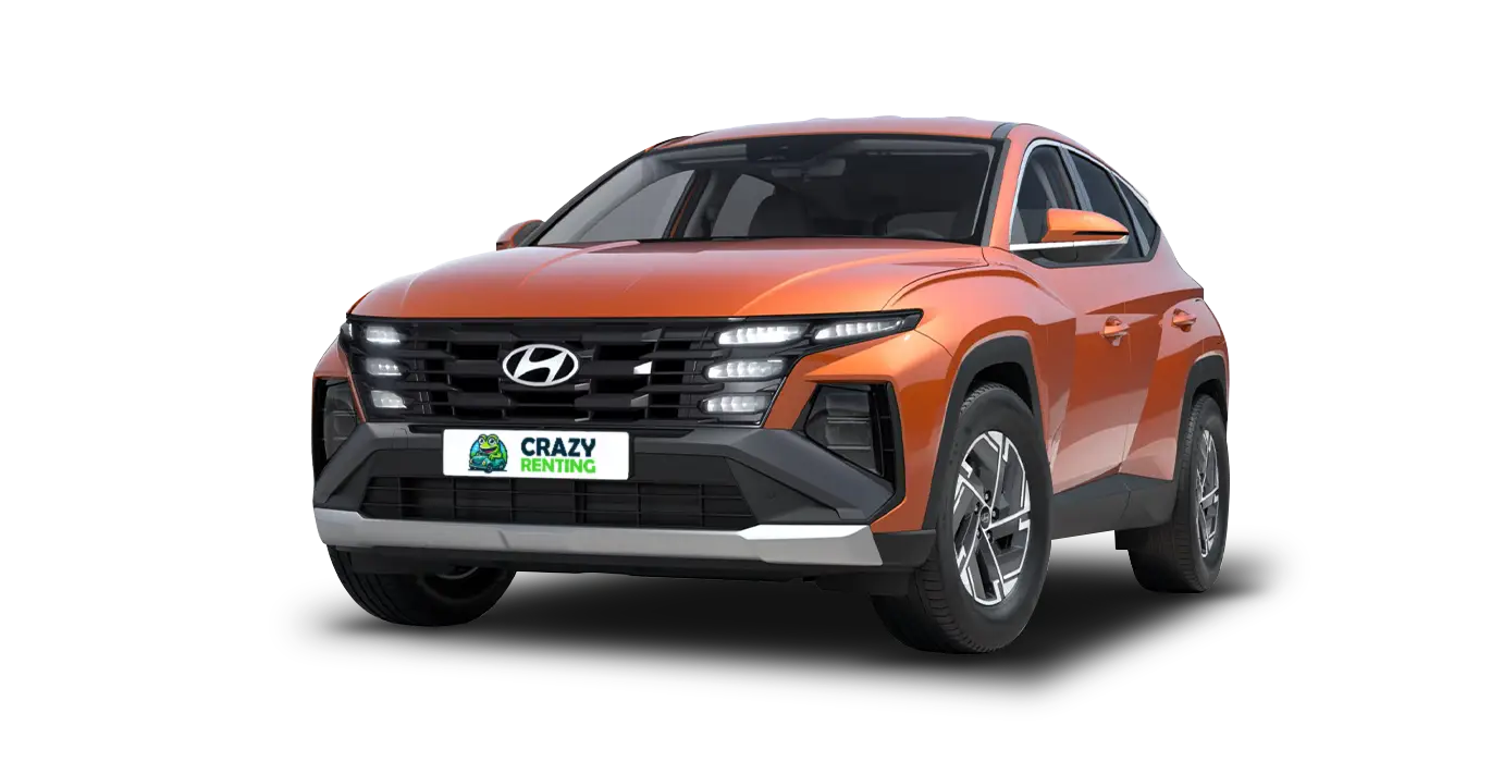 Hyundai Tucson FL 1.6T 239CV HEV naranja sin fondo principal crazy | Crazy Renting