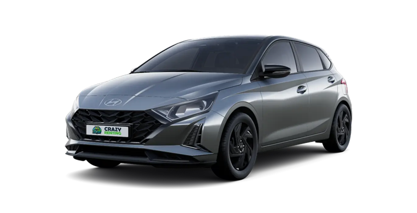 Hyundai i20 1.0T Black Line 90cv MY26 sin fondo principal gris oscuro crazy | Crazy Renting