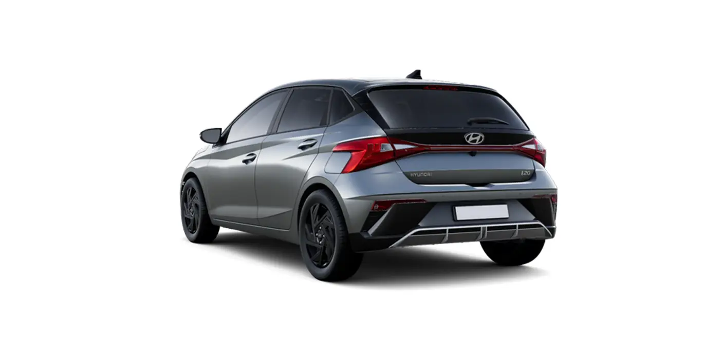 Hyundai i20 1.0T Black Line 90cv MY26 trasera gris oscuro | Crazy Renting