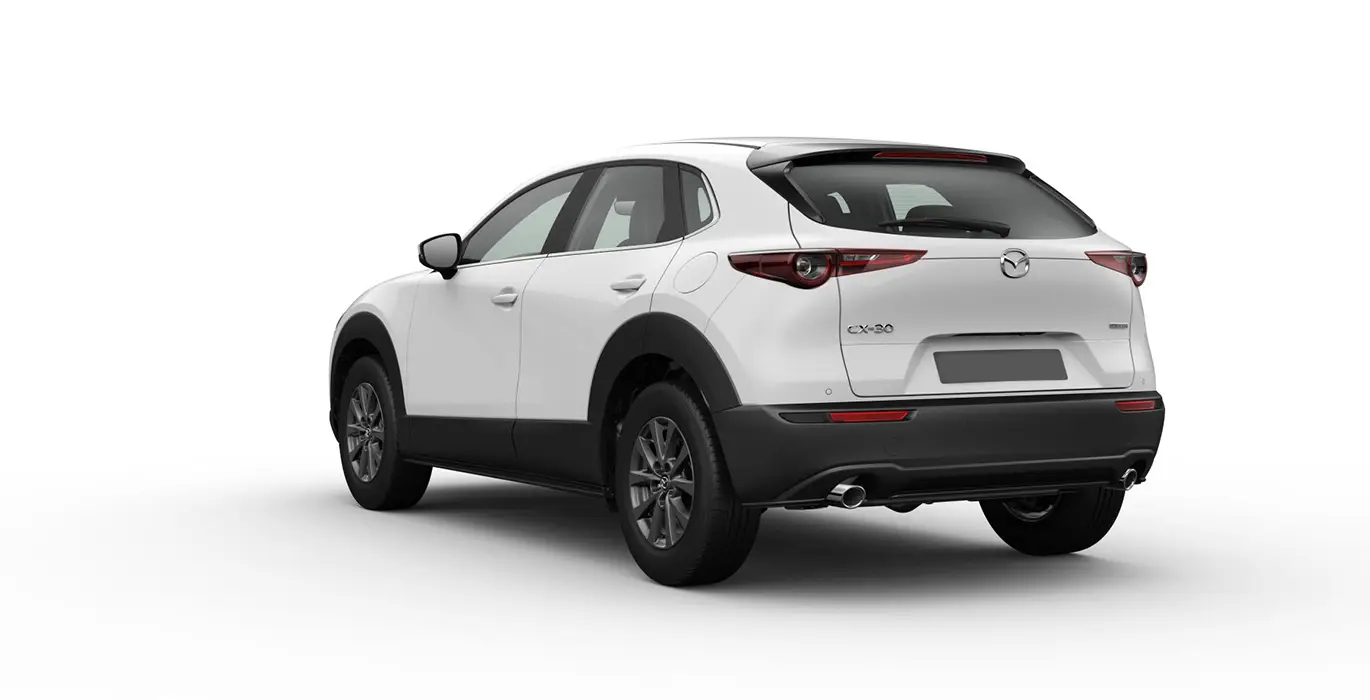 MAZDA CX-30 2.5L E-SKYACT G MHEV PRIME-LINE (MANUAL) 2 MAZDA CX 30 2.5L E SKYACT G MHEV PRIME LINE MANUAL blanco trasera II | Crazy Renting