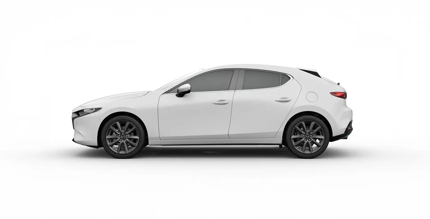 Mazda 3 2.5 e Skyactive G 140cv Centre Line blanco lateral | Crazy Renting