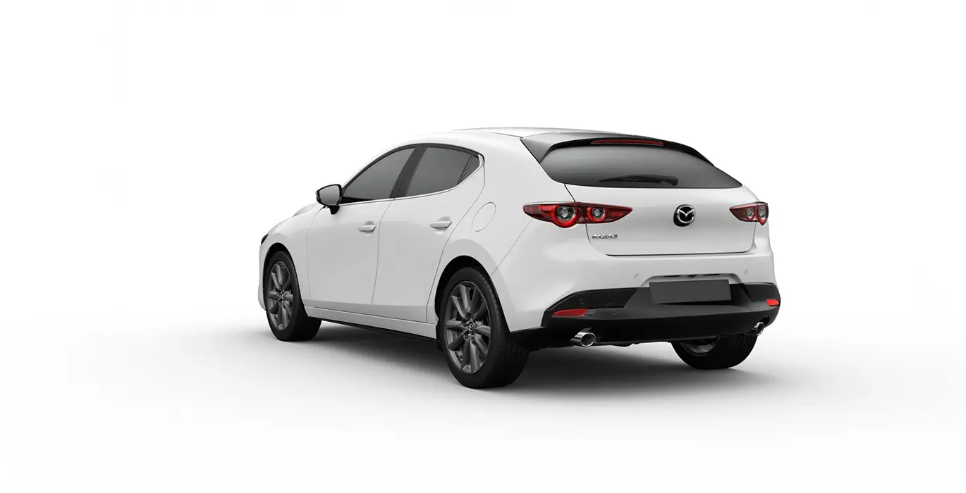 Mazda 3 2.5 e Skyactive G 140cv Centre Line blanco trasera | Crazy Renting