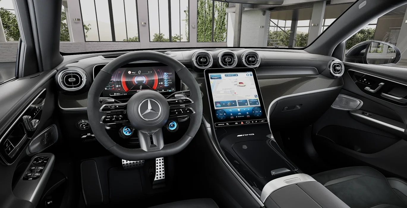 Mercedes AMG GLC Coupe 63 S E Performance interior delantera | Crazy Renting