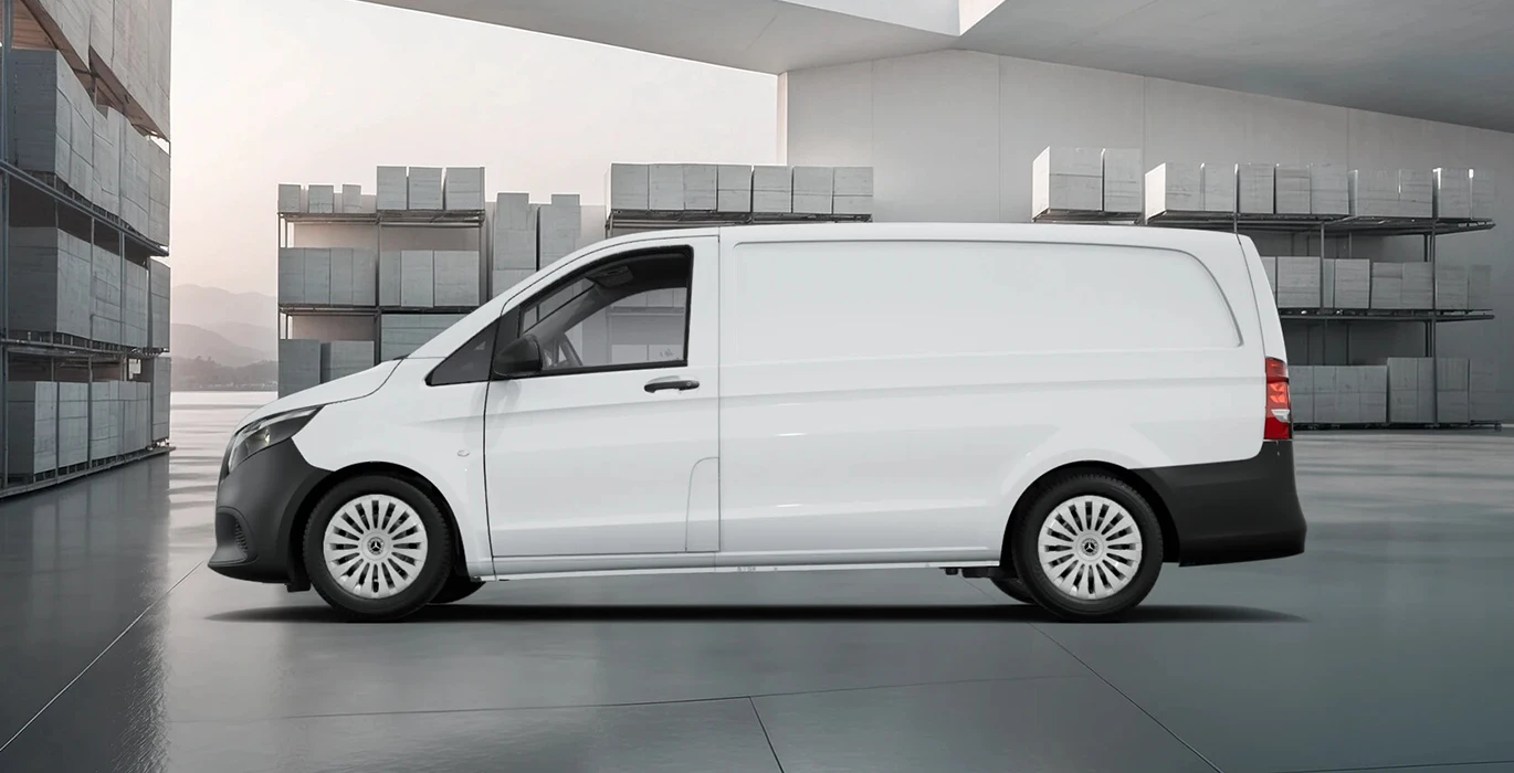 Mercedes Benz Vito 110CDI 75kW Furgon Pro Larga blanco lateral | Crazy Renting