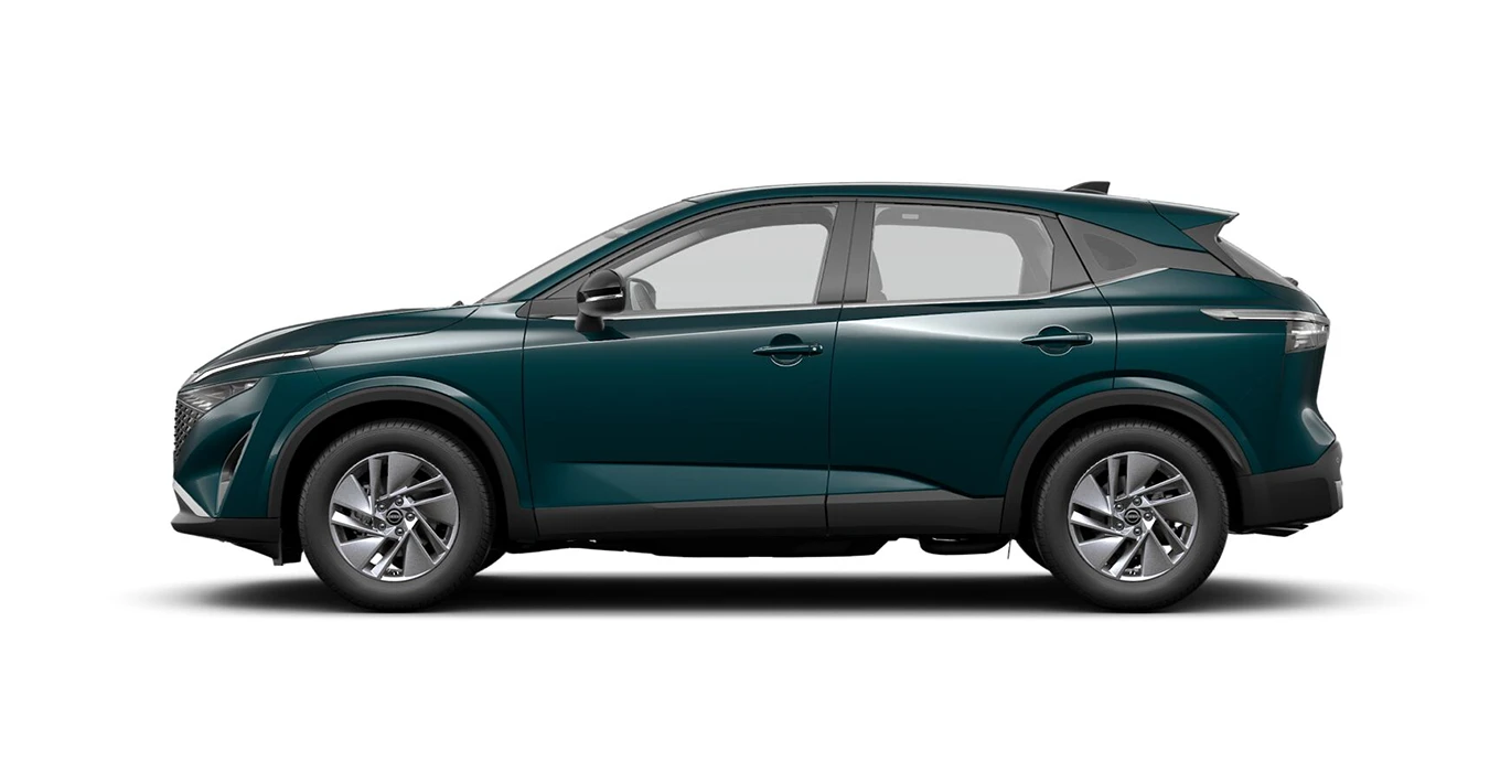 Nissan Qashqai 5P DIG T 103kW 140CV MHEV 12V 6MT 4x2 Acenta lateral verde | Crazy Renting