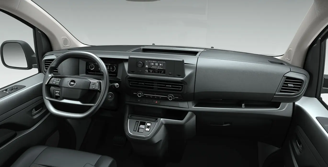 Opel Vivaro Furgon Electric 100kW Bateria 75 kWh VU interior delantera | Crazy Renting