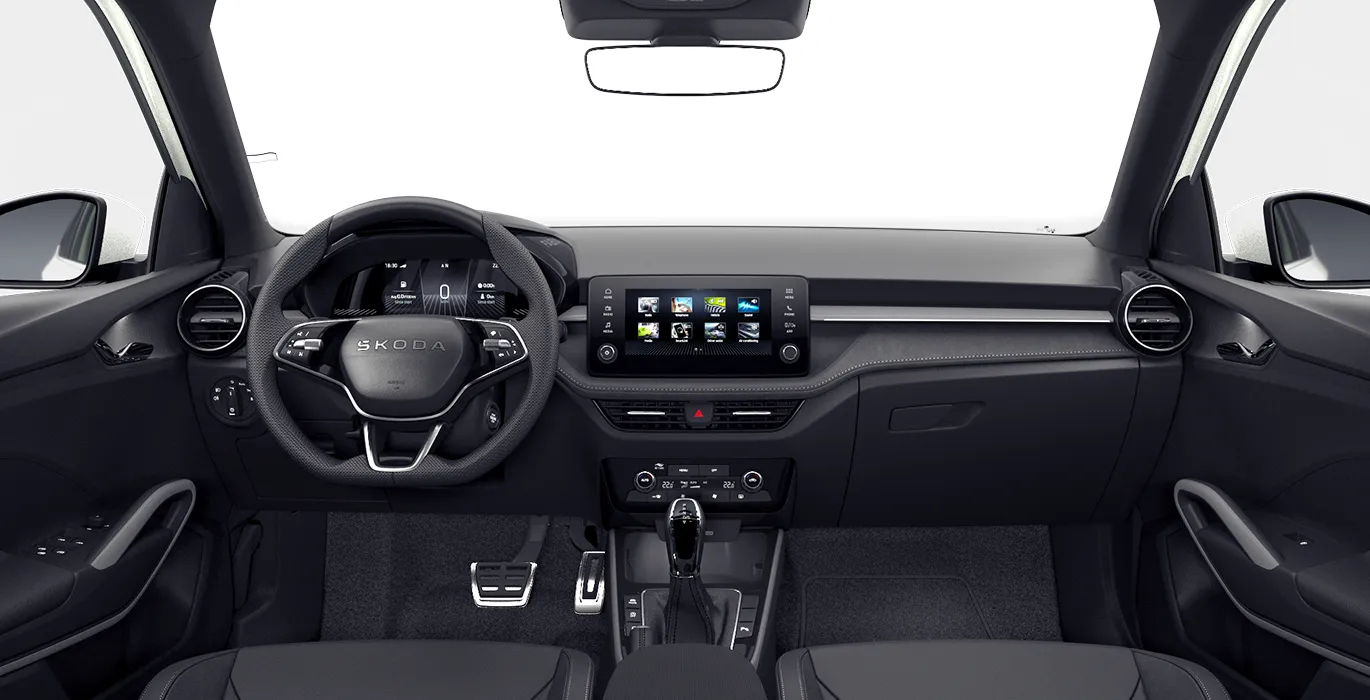 Skoda Fabia 1.5 TSI 110kW 150CV DSG Plus interior delantera | Crazy Renting