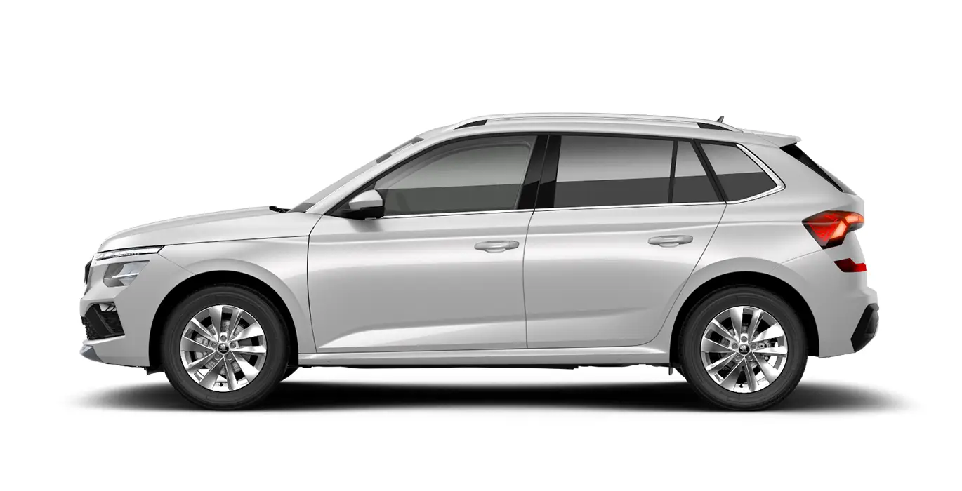 Skoda Kamiq 1.5 TSI 110kW 150CV DSG Selection blanco lateral | Crazy Renting