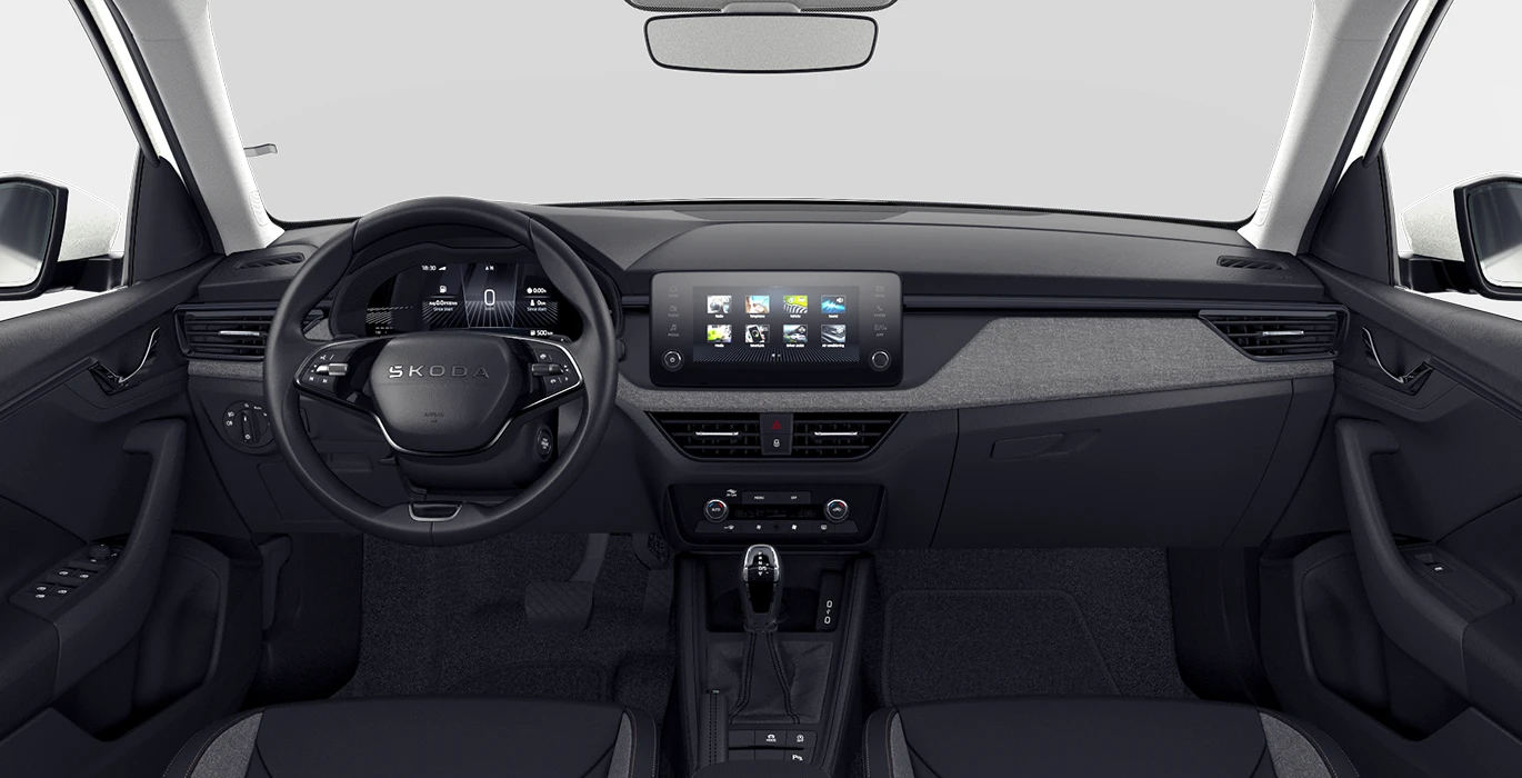 Skoda Kamiq Selection 1.0 TSI 115CV DSG interior delantera | Crazy Renting